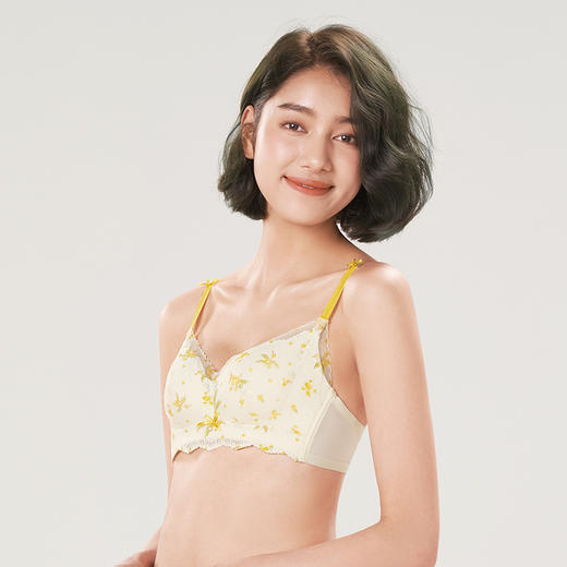 都市丽人自然舒适B杯适穿蕾丝内衣薄款3/4杯常规文胸树脂胶圈三排扣LB32M6 商品图6
