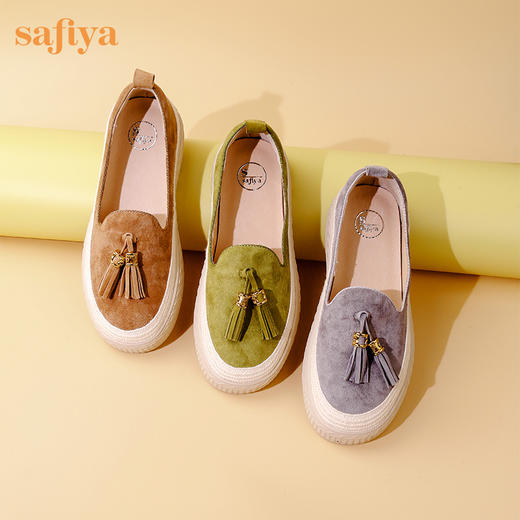 Safiya/索菲娅2023秋季新品闲适假日风休闲流苏透气软底深口渔夫鞋 SF33112428 商品图0