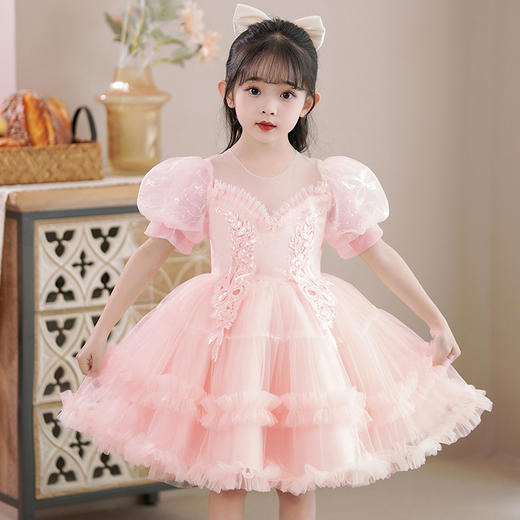 ST-HP341裙女童夏季新款礼服生日宴花童婚礼纱裙儿童主持人钢琴演出服 商品图3