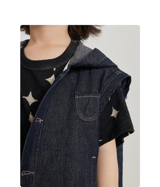 jnby  23年秋款  连帽牛仔短裤马甲  1N7513610 商品图4