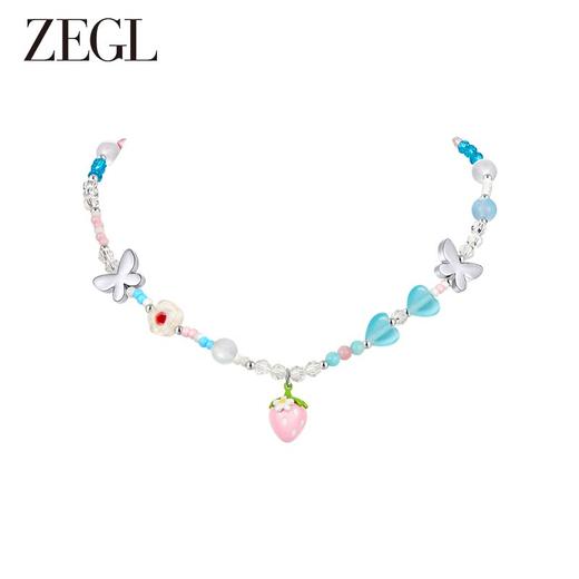 ZEGL设计师草莓小彩串甜心项链女2023年新款爆款多巴胺串珠锁骨链 商品图0