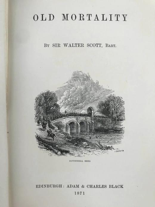 1871年 司各特《清教徒》 约7幅版画插图 漆布精装32开 商品图3