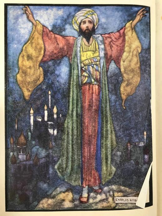 约20世纪早期 鲁拜集 罗宾逊4幅精美彩色插图 真皮精装16开 商品图3