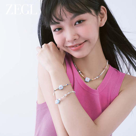 ZEGL设计师小怪兽彩串可爱彩色串珠项链女轻奢人造珍珠夏日锁骨链 商品图2