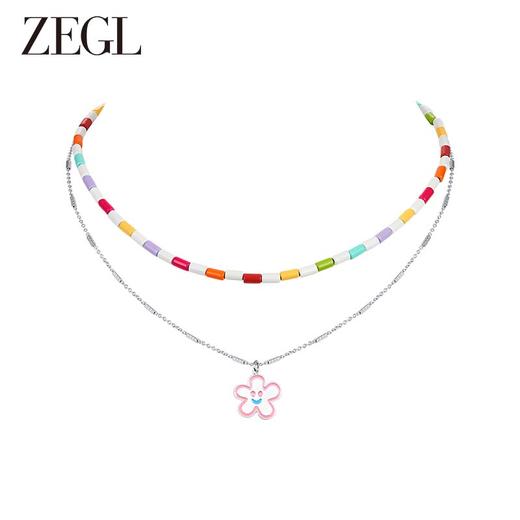 ZEGL设计师草莓小彩串多巴胺串珠笑脸项链女轻奢小众夏叠戴锁骨链 商品图0