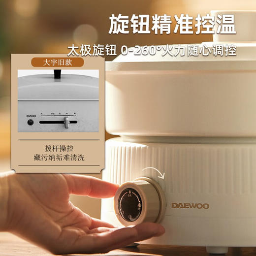 大宇分体式电火锅 专用锅家用电煮锅多功能炒锅涮煮多用途小火锅锅不沾电热锅1-4人用S18-NTB【伊藤优选302401】 商品图3