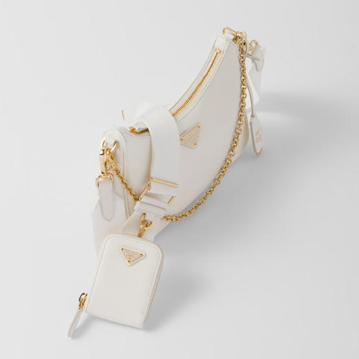 PRADA 普拉达 女士 Re-Edition 2005 Saffiano 珐琅金属三角形徽标三合一手袋 白色 1BH204 NZV F02EN V2M 商品图1
