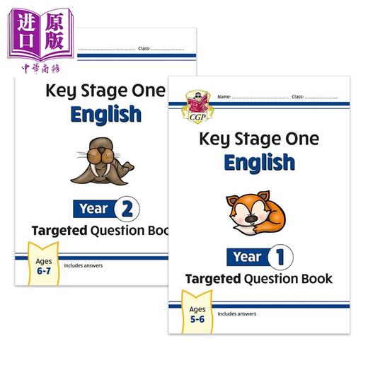 【中商原版】英国CGP原版 New KS1 English KS1英语一二年级目标题集练习册2册套装含答案 Year 1-2 Targeted Question Book 商品图0
