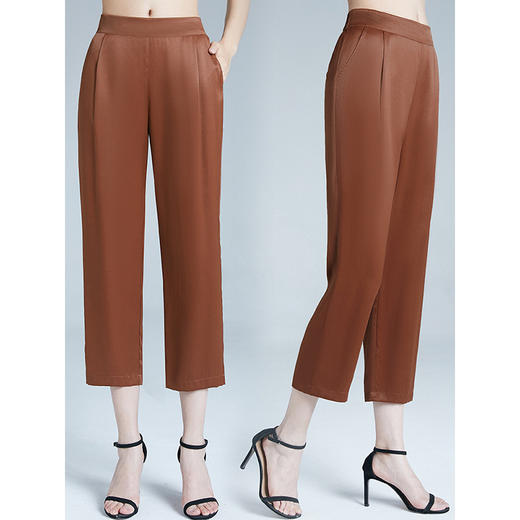 OYG 23E076真丝哈伦裤桑蚕丝九分裤高腰显瘦垂感裤 商品图2