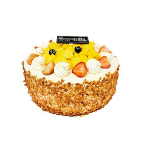 味美特爆款“鲜果荟”鲜果盛宴奶油蛋糕-蛋糕周边的黄油脆脆装饰，可以食用的