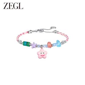 ZEGL设计师小怪兽多巴胺串珠笑脸手链女轻奢小众精致可爱彩色手饰