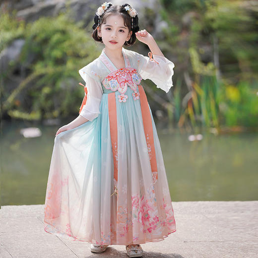 ST-23P8000儿童古装汉服夏季新款洋气仙女裙子女童中国风仙襦裙宝宝连衣裙 商品图4