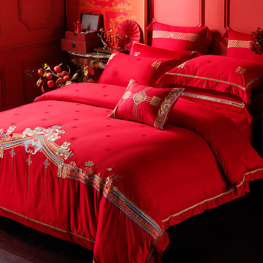 多喜爱 喜玫瑰婚庆床上用品六件套 五福报喜nt 商品图1