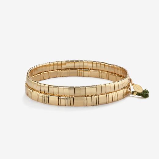 北京仓｜Shashi-TILU BRACELET SET-双层 金色 手链［美国设计师］ 商品图0