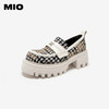 MIO米奥圆头厚底千鸟格松糕单鞋小香风时髦学院风高跟乐福鞋女鞋M234431310 商品缩略图1