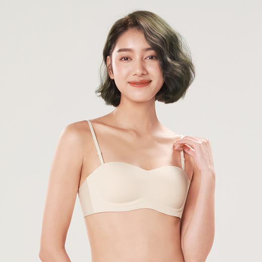 都市丽人零压无痕B杯适穿无痕更百搭泳布内衣薄款1/2杯常规文胸树脂胶圈三排扣新年本命年红品LB32B7 商品图3