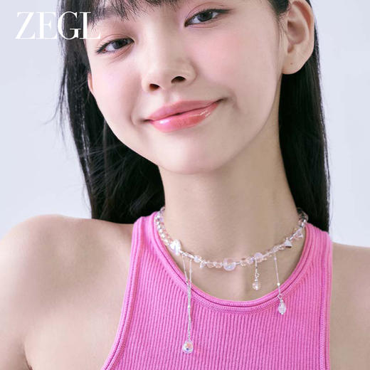 ZEGL水滴流苏项链女生轻奢小众2023新款爆款水晶锁骨链choker颈链 商品图5