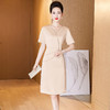 LC-2279短经典香槟色婚宴年轻喜婆婆婚礼服高贵优雅连衣裙平时可穿 商品缩略图1