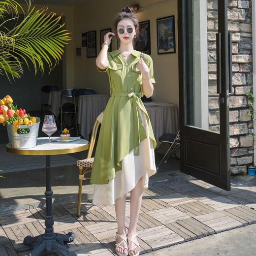 大码微胖女生polo连衣裙女夏季不规则裙子胖mm遮肚显瘦长裙 商品图1