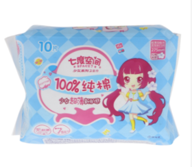 七度空间少女纯棉超薄夜用10片