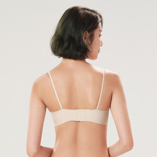 都市丽人零压无痕B杯适穿无痕更百搭泳布内衣薄款1/2杯常规文胸树脂胶圈三排扣新年本命年红品LB32B7 商品图2