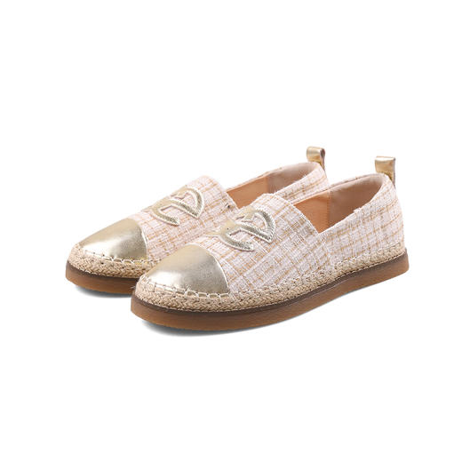 Safiya/索菲娅2023年秋季新品小香风金属色拼色休闲百搭草编软底渔夫鞋SF33112456 商品图9