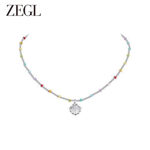 ZEGL设计师草莓小彩串彩色贝壳串珠项链女2023年新款多巴胺锁骨链 商品图0