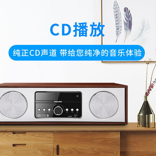 飞利浦（PHILIPS）DTM380 CD机 CD播放器 CD播放机 音响 音箱 迷你音响 FM收音机 木质音响 蓝牙音响 商品图4