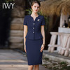 IWY/藏青色短袖西装套裙女夏季新款气质修身显瘦两件套CS01774 商品缩略图1
