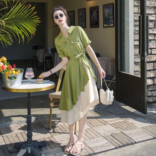 大码微胖女生polo连衣裙女夏季不规则裙子胖mm遮肚显瘦长裙 商品图0