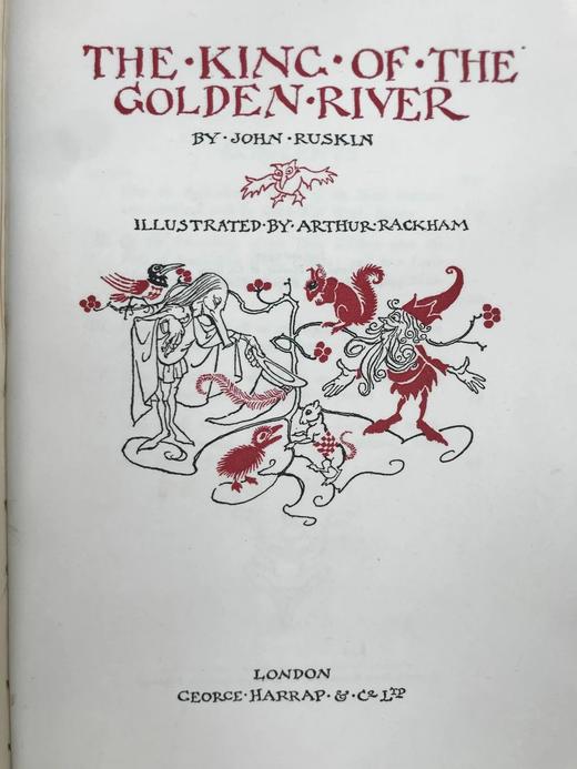 限量570册鬼才拉克姆签名本！1932年 罗斯金《金河王》 4幅彩色插图 犊皮纸软装16开带书匣 商品图5