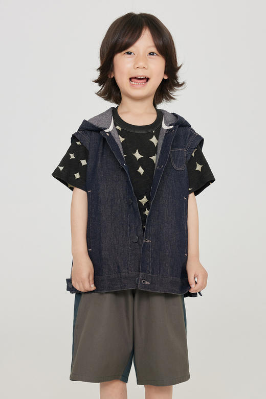 jnby  23年秋款  连帽牛仔短裤马甲  1N7513610 商品图0