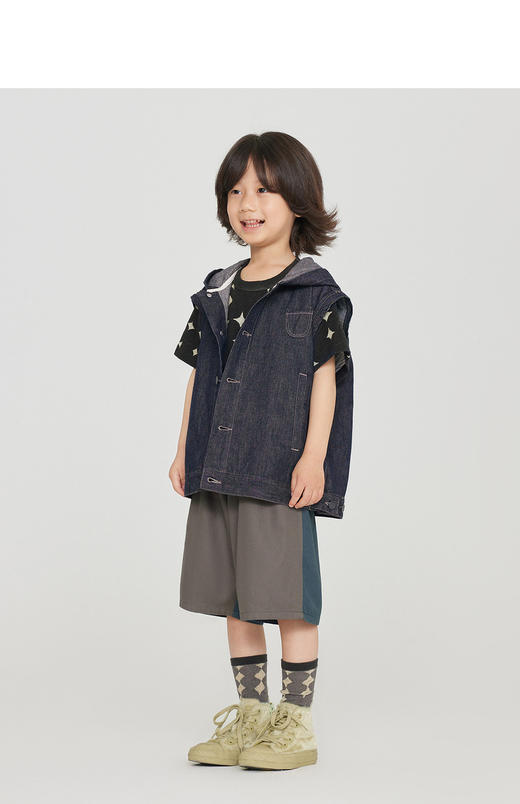 jnby  23年秋款  连帽牛仔短裤马甲  1N7513610 商品图5