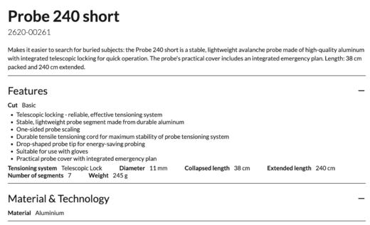 23/25MAMMUT探棒Probe 240 short 商品图1