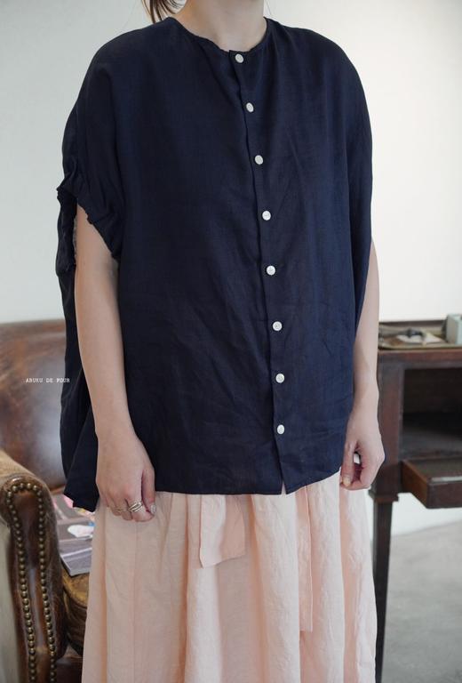 5折(g)2色前后两穿麻质上衣 商品图5