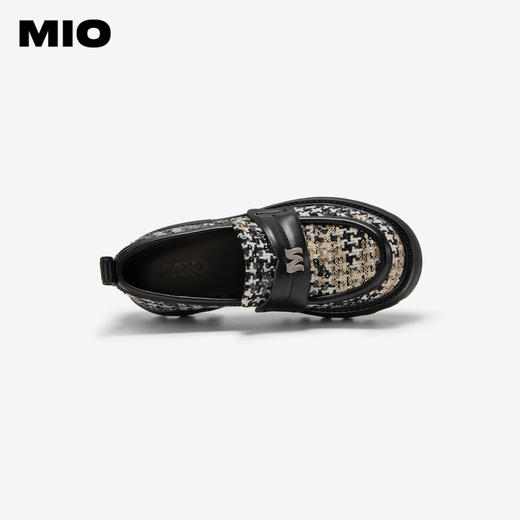 MIO米奥圆头厚底千鸟格松糕单鞋小香风时髦学院风高跟乐福鞋女鞋M234431310 商品图2