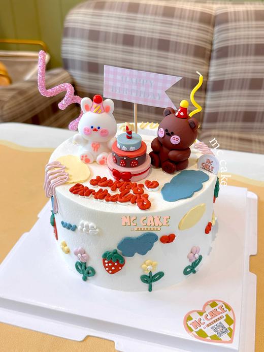 小兔&小熊玩具奶油蛋糕 商品图1