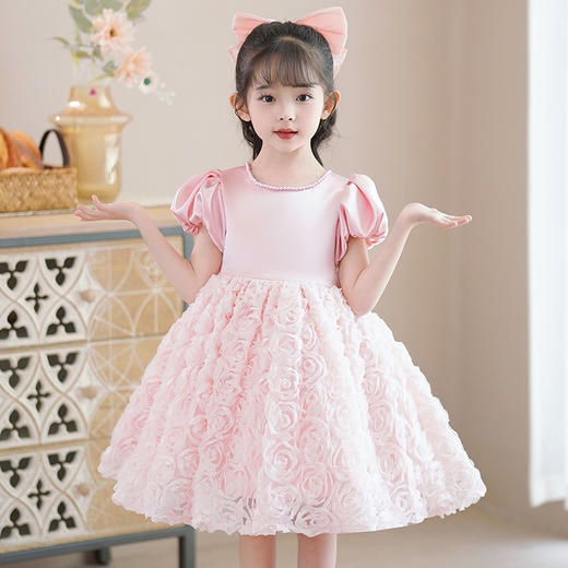 ST-HP338女童礼服裙夏季新款儿童表演礼服纱裙洋气小女孩泡泡袖蓬蓬裙 商品图5