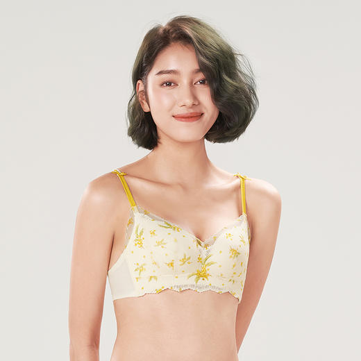 都市丽人自然舒适B杯适穿蕾丝内衣薄款3/4杯常规文胸树脂胶圈三排扣LB32M6 商品图5