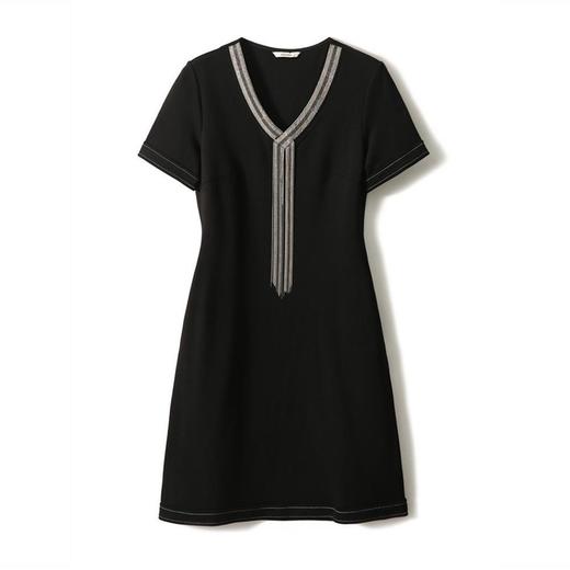 夏季新款时尚韩版显瘦休闲百搭气质流苏钉珠领连衣裙潮宽松 商品图4