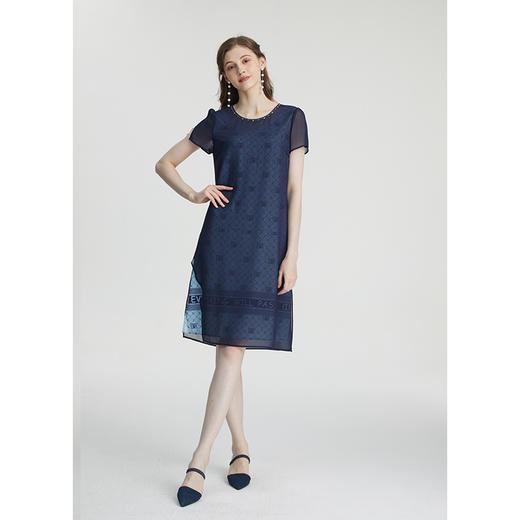 司歌直身雪纺直身宽松夏短袖连衣裙A871101 商品图4