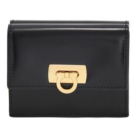 【特价商品不退不换】FERRAGAMO 菲拉格慕 钱包女  0760658-001 黑色.牛皮革（暂无品牌物料包装）