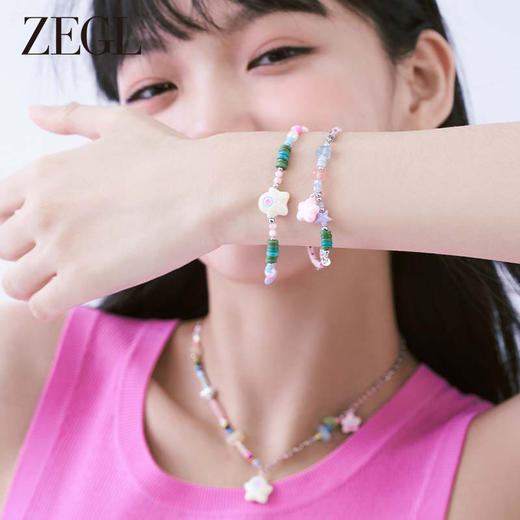 ZEGL设计师小怪兽多巴胺串珠笑脸手链女轻奢小众精致可爱彩色手饰 商品图3