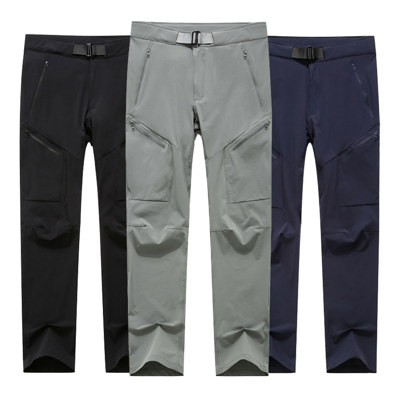 户外速干裤男女大码防水冲锋裤春夏薄徒步长裤弹力透气登山裤