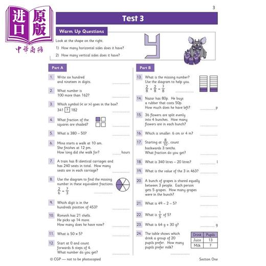 预售 【中商原版】英国CGP原版 New KS2 Maths Year 3-6 Mental Arithmetic 小学数学三四五六年级心算目标题集练习册4册套装含答案 商品图3