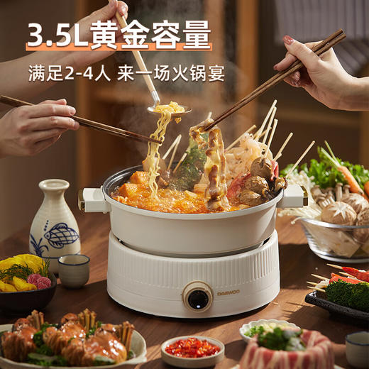 大宇分体式电火锅 专用锅家用电煮锅多功能炒锅涮煮多用途小火锅锅不沾电热锅1-4人用S18-NTB【伊藤优选302401】 商品图2