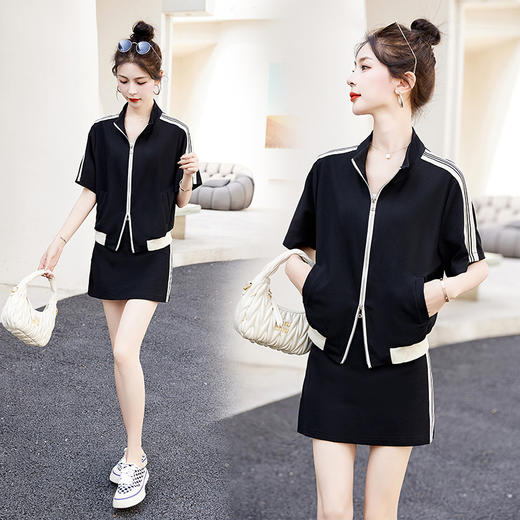 HR YJHE3316时尚优雅气质修身两件套裙撞色 商品图2