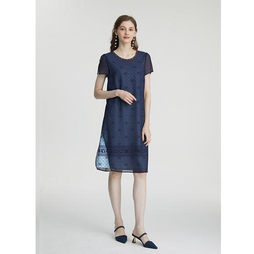 司歌直身雪纺直身宽松夏短袖连衣裙A871101 商品图2