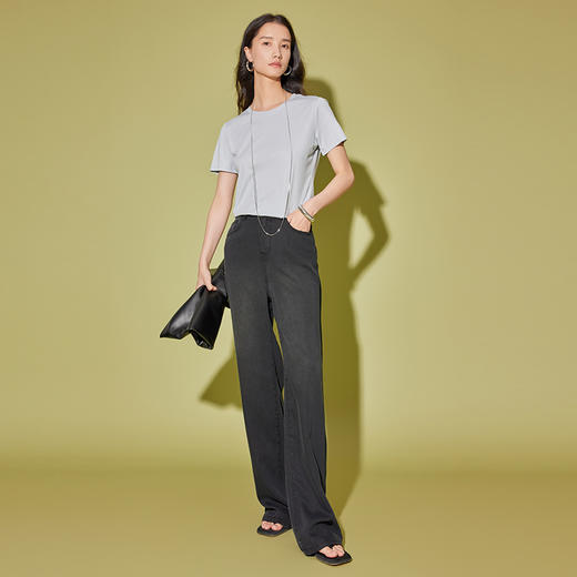 IN AND ON53360莱赛尔天丝牛仔裤女2023夏季薄款复古显瘦垂感直筒阔腿裤53360 商品图4