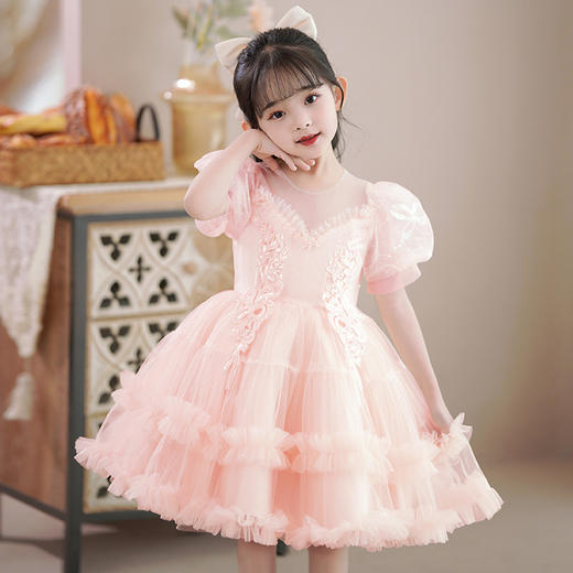 ST-HP341裙女童夏季新款礼服生日宴花童婚礼纱裙儿童主持人钢琴演出服 商品图4